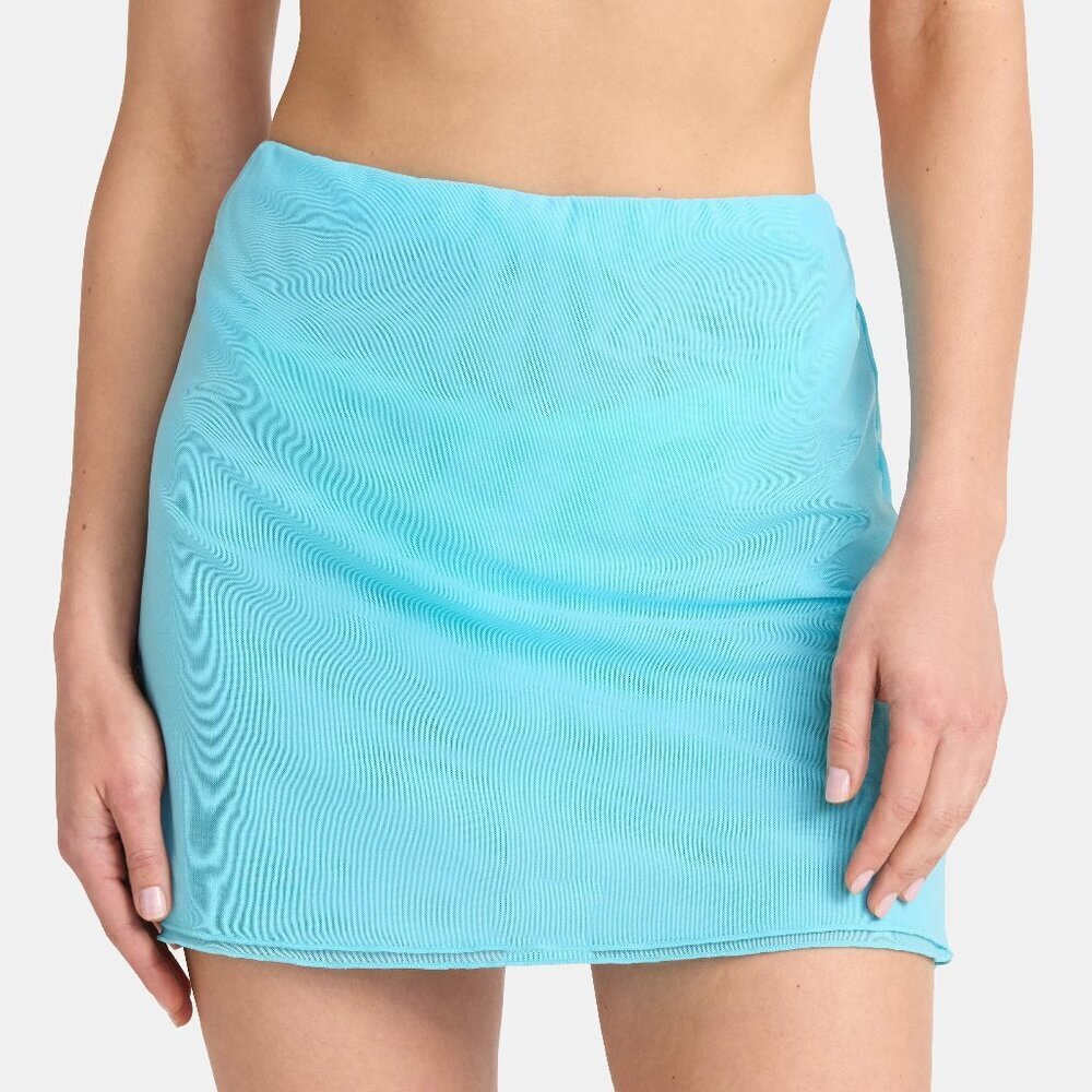 No Boundaries Mesh Cover Up Skirt XXL 20 Blue Swim Beach Mini Pull On
